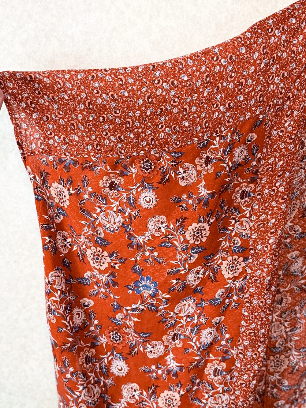 Knox Rose Boho Floral Kimono Cardigan L Rust Open Front Cottagecore Festival - Picture 8 of 8